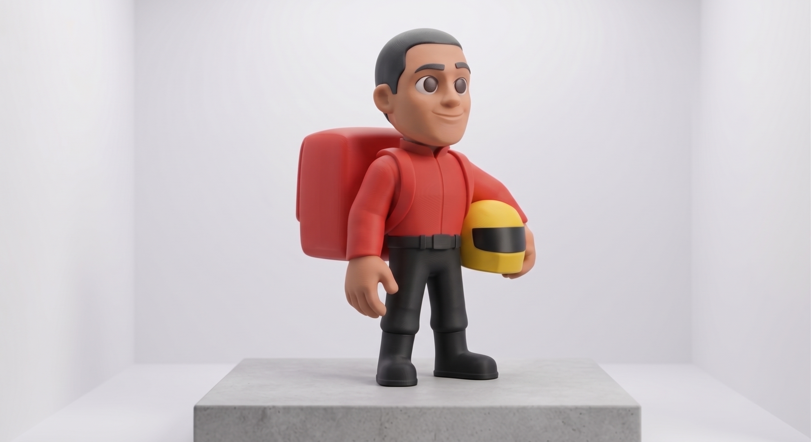 Boneco Motoboy — Vista 3D